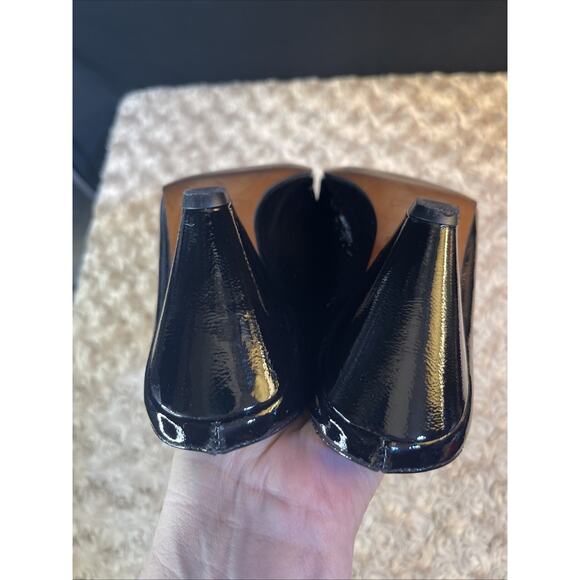 Free People Women’s Black Patent Leather Heeled Mules Size 37 Made In Spain - Picture 9 of 9